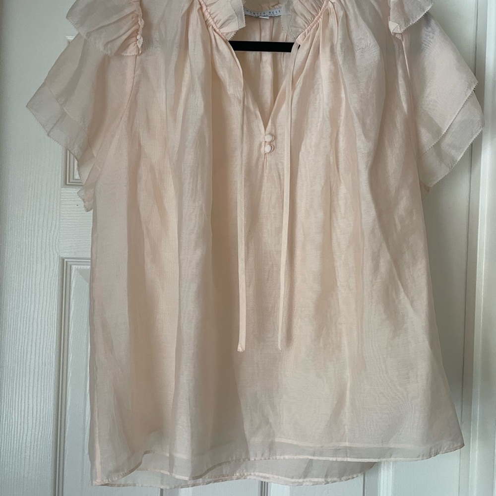 Hunter Bell Soft Cream Ruffle Blouse